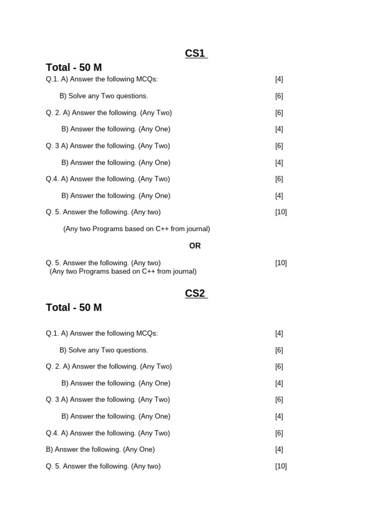 Class-xi Cs Paper Pattern | PDF