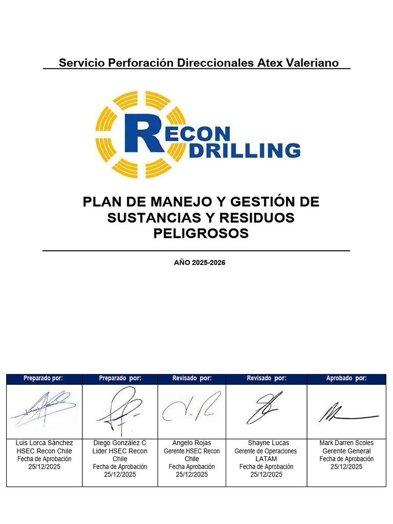 Plan de Manejo y Gestión de Sustancias y Residuos Peligrosos Rev.01 ...