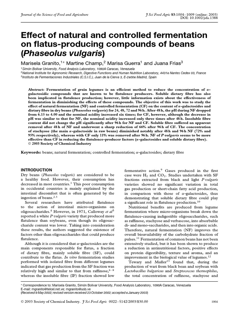 Granito2003 Effect of Natural and Controlled Fermentation | PDF ...