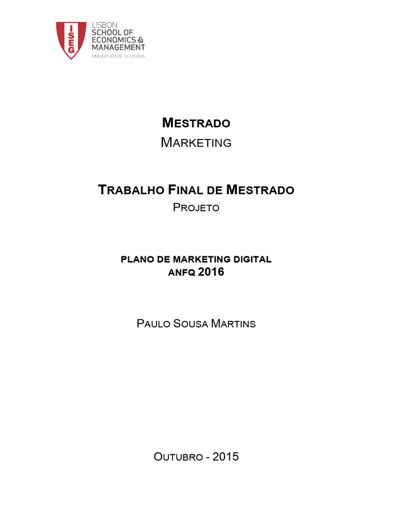 Tese de Mestrado-Plano de Marketing Digital | PDF | Marketing | Internet