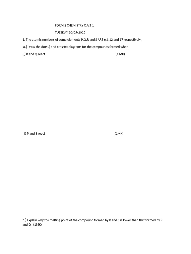 Form 2 Chemistry c | PDF