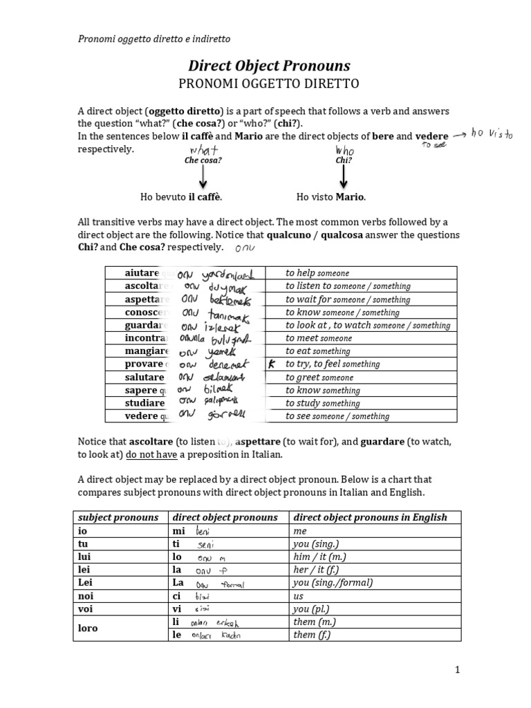 Direct Indirect Object Pronouns July 2017 | PDF | Grammatical ...