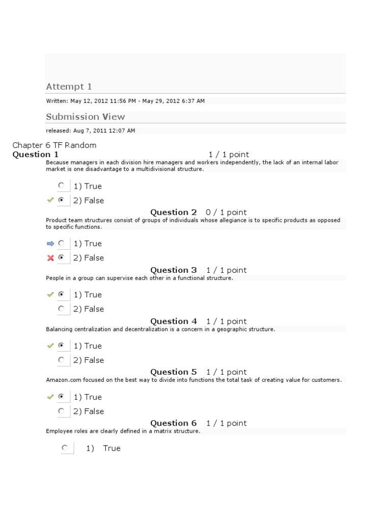 Organizational Structure Quiz Questions | PDF | Team Building ...