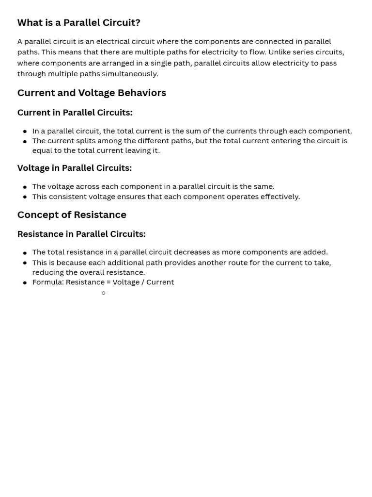Parallel Circuits | PDF