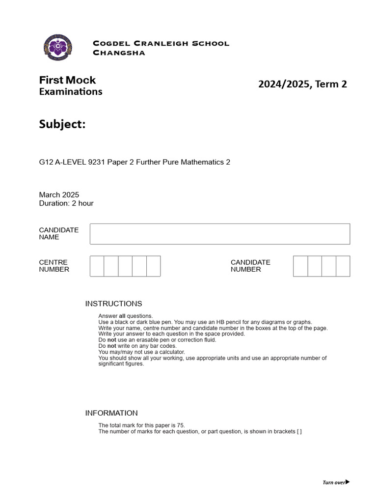 9231 fp2-3份 | PDF | Mathematics | Mathematical Objects