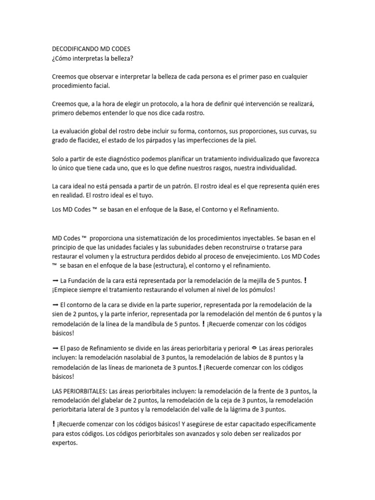 Decodificando MD Codes | PDF | Inyección (medicina) | Cara