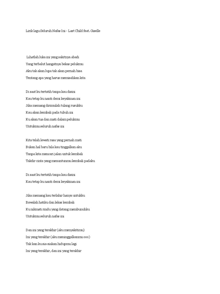 Lirik Lagu Seluruh Nafas Ini PDF