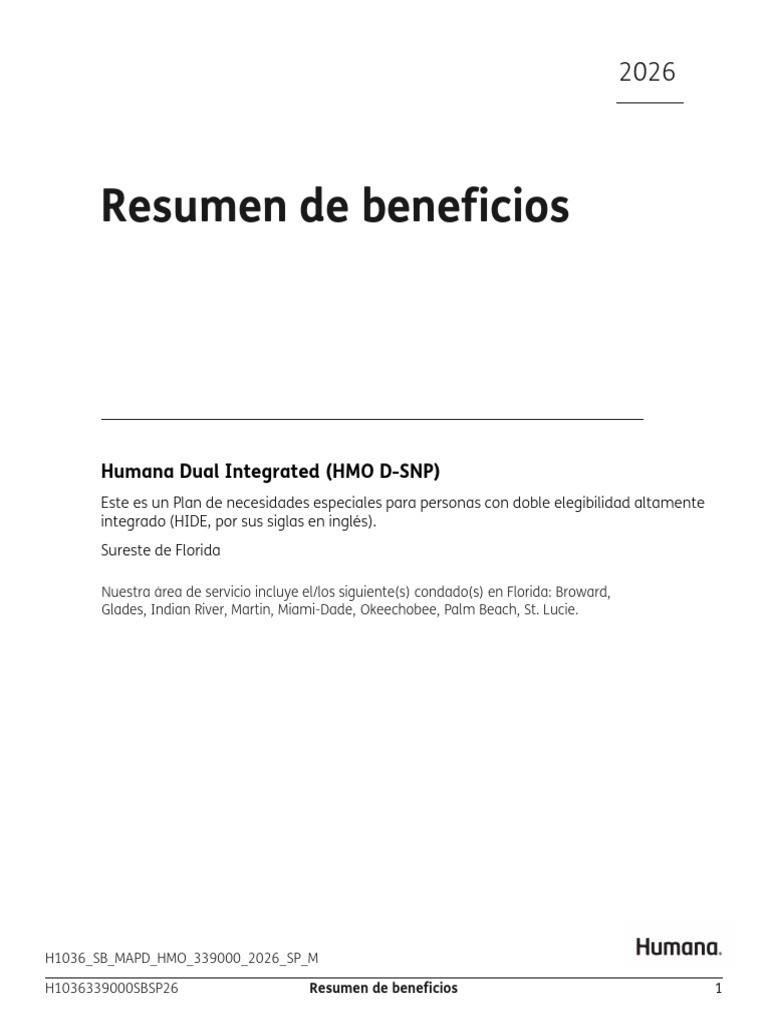 Resumen de Beneficios: Humana Dual Integrated (HMO D-SNP) | PDF ...