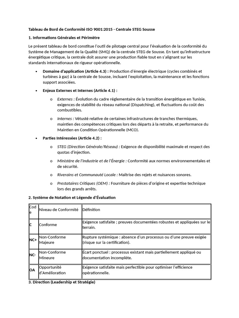 Tableau de Bord de Conformité ISO 9001 | PDF | Système de management de ...