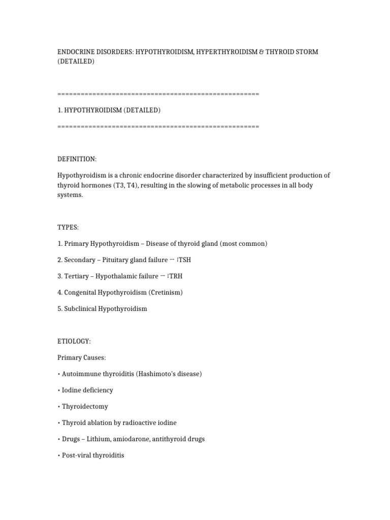 Thyroid Disorders Detailed | PDF | Hyperthyroidism | Hypothyroidism