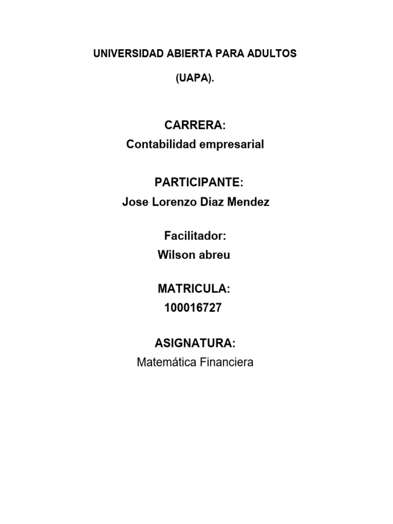 Copia de Trabajo Final Matematicas Financieras FGN203 | PDF | Interés ...