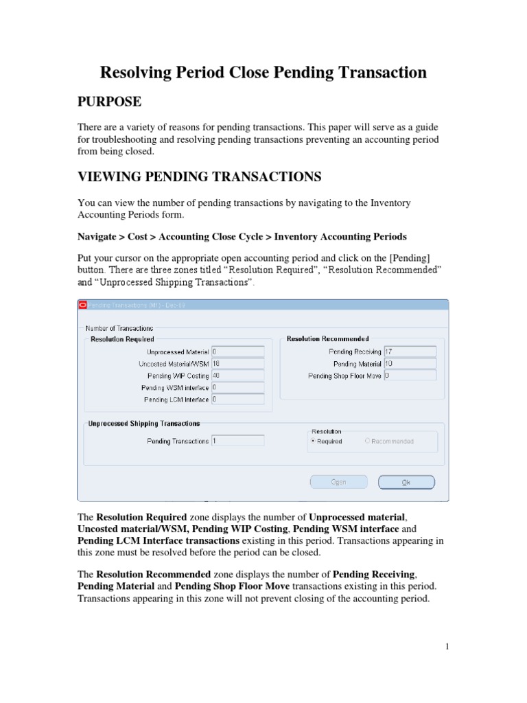 Resolve Pending Transactions Guide | PDF