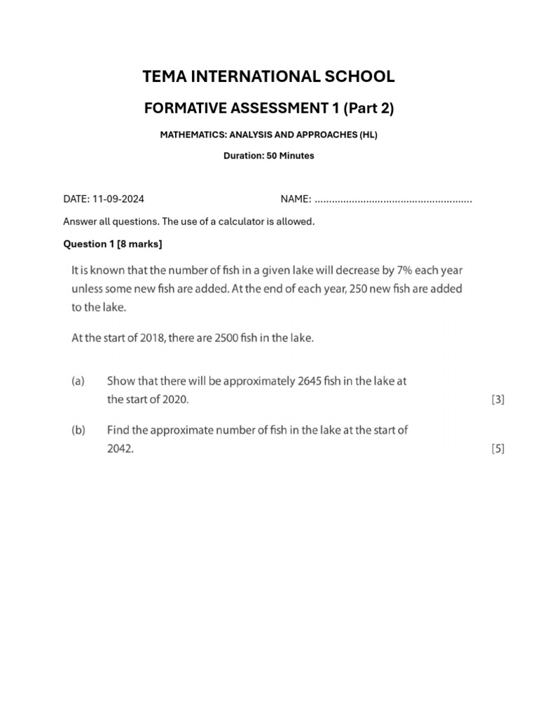 DP1 Formative Assessment Part 2 Markscheme | PDF