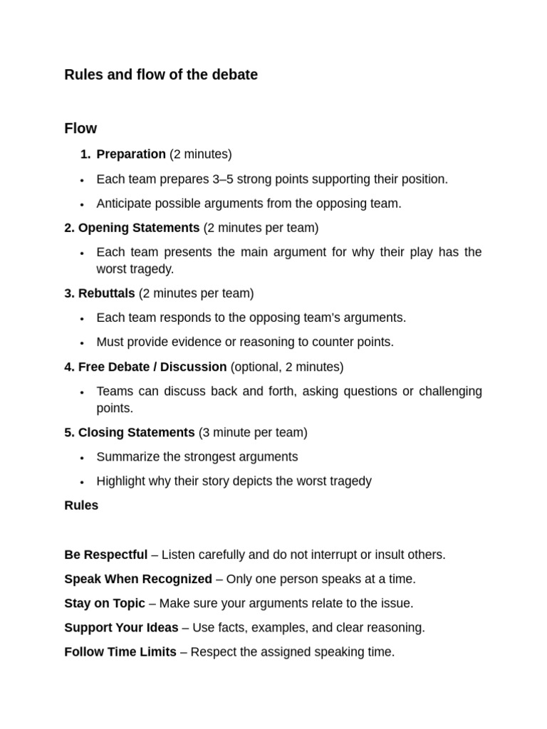 Rules and Flow of The Debate | PDF