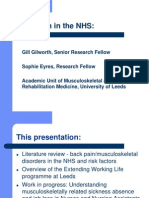 Back Pain in The NHS:: Gill Gilworth, Senior Research Fellow