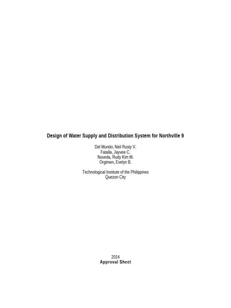 A Water Supply and Distribution System For Northville 9 | PDF ...