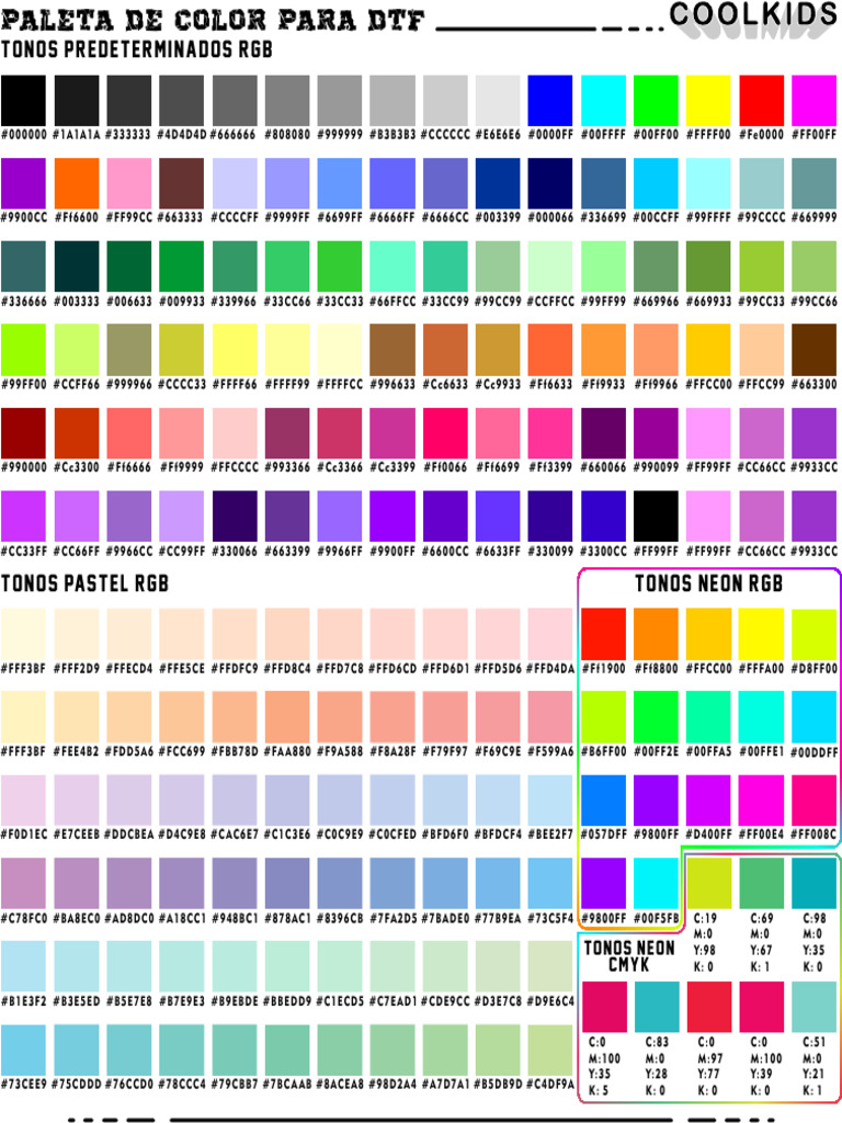 Paleta de Color para DTF | PDF
