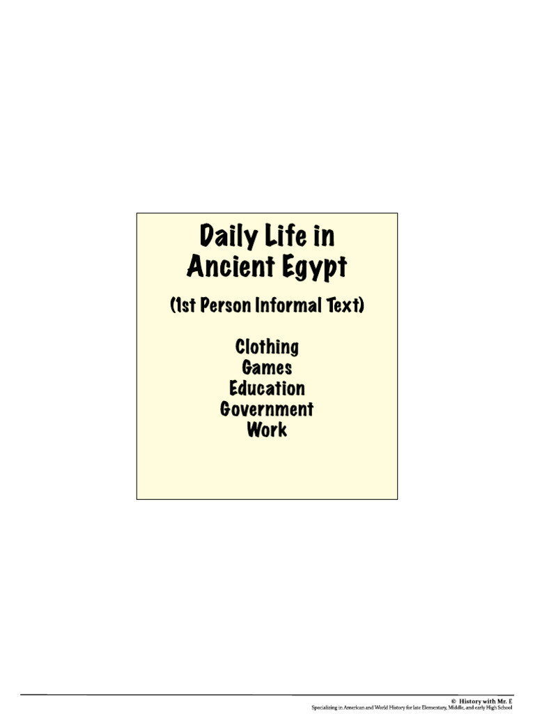 Daily Life Ancient Egypt | PDF