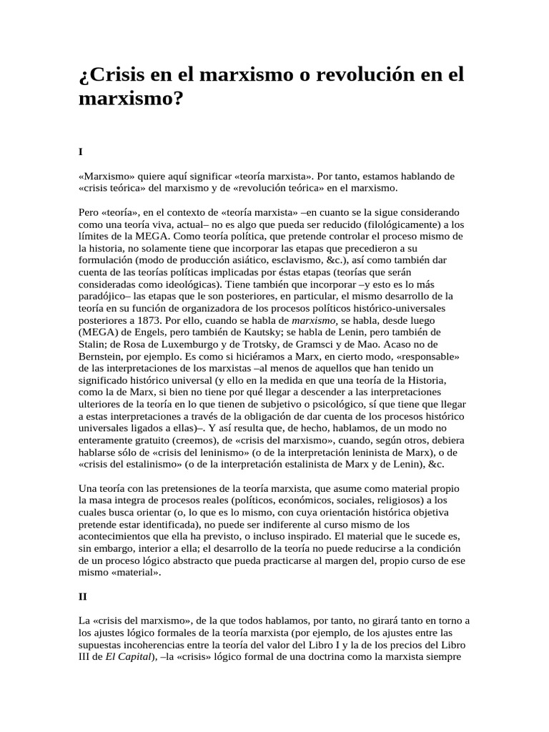 Crisis en El Marxismo o Revolución en El Marxismo | PDF | marxismo ...