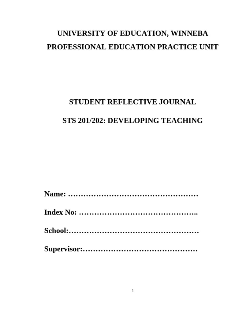 STS Students Reflective Journal Year 24 | PDF | Learning | Teachers