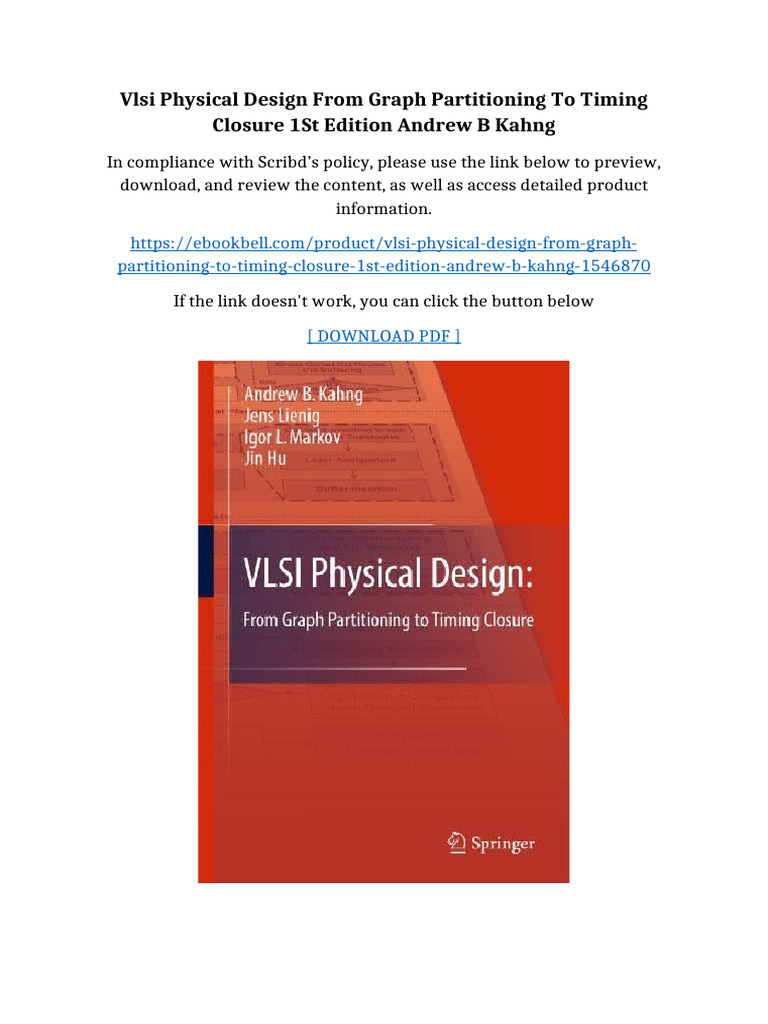 Vlsi Physical Design From Graph Partitioning To Timing Closure 1st ...