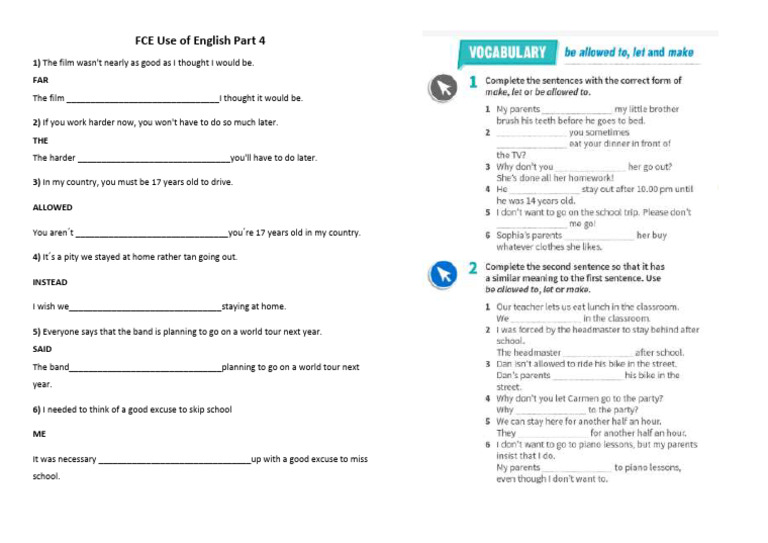FCE Use of English Part 4 | PDF