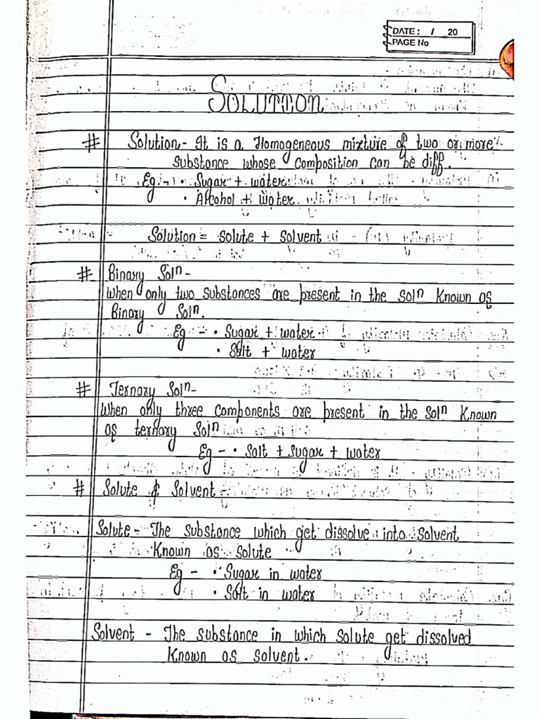 Solutions Complete Notes | PDF