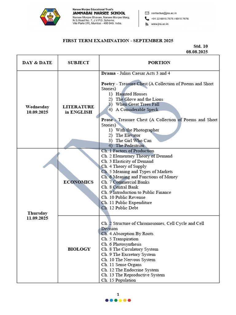 STD 10 First Term Exam | PDF | Equations | Quadratic Equation