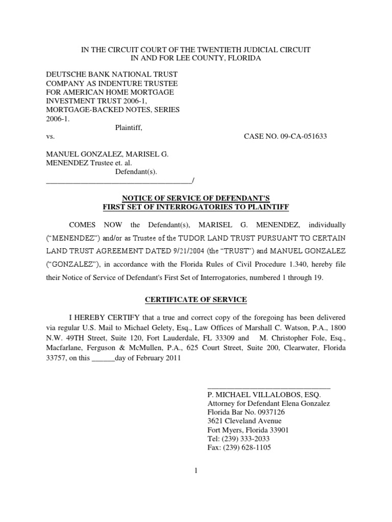 Interrogatories Assignment Issues in foreclosure | Repurchase Agreement ...