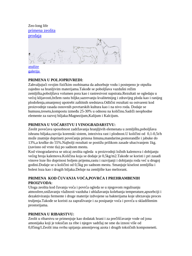 Primena Zeolita Prodaja: Analize Galerija | PDF