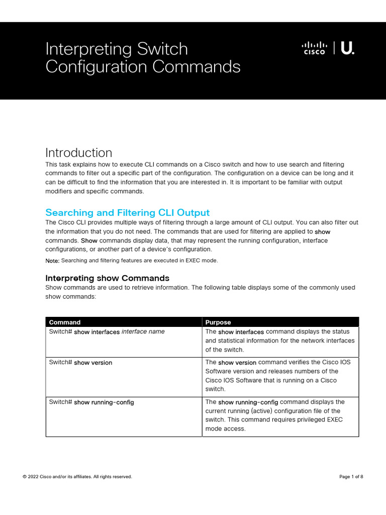 CCNA200!06!05 Interpreting Switch Configuration Commands DA | PDF ...