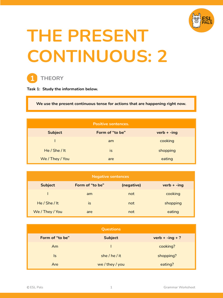 (SV) Present Continuous Part 2 | PDF