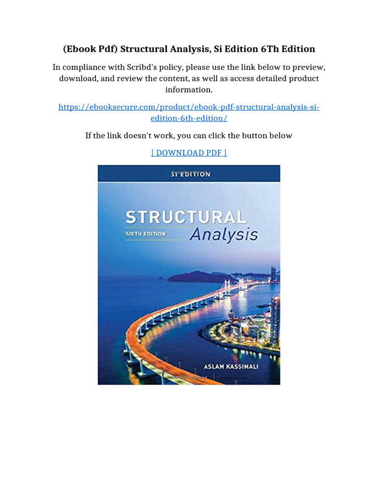 (Ebook PDF) Structural Analysis, SI Edition 6th Edition | PDF ...