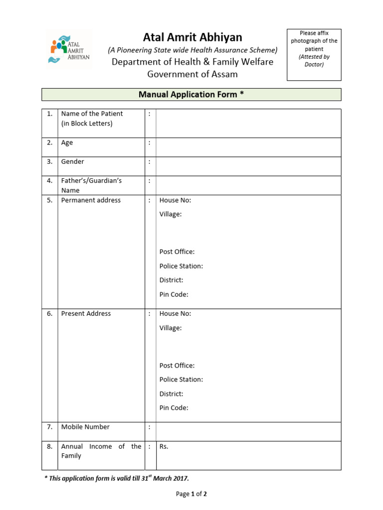 Atal Amrit Abhiyan Application Format | PDF | Social Programs | Health Care