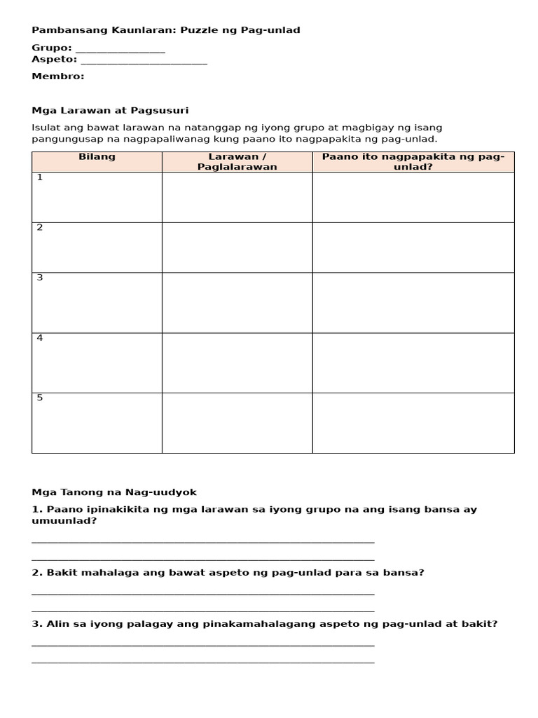 Activity Worksheets | PDF