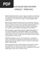 Maruti Suzuki India Ltd Good Conduct Strike 20111