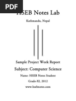 Download Computer Science Project Work Grade 11 - HSEB NOTES by HSEB Notes SN100813036 doc pdf