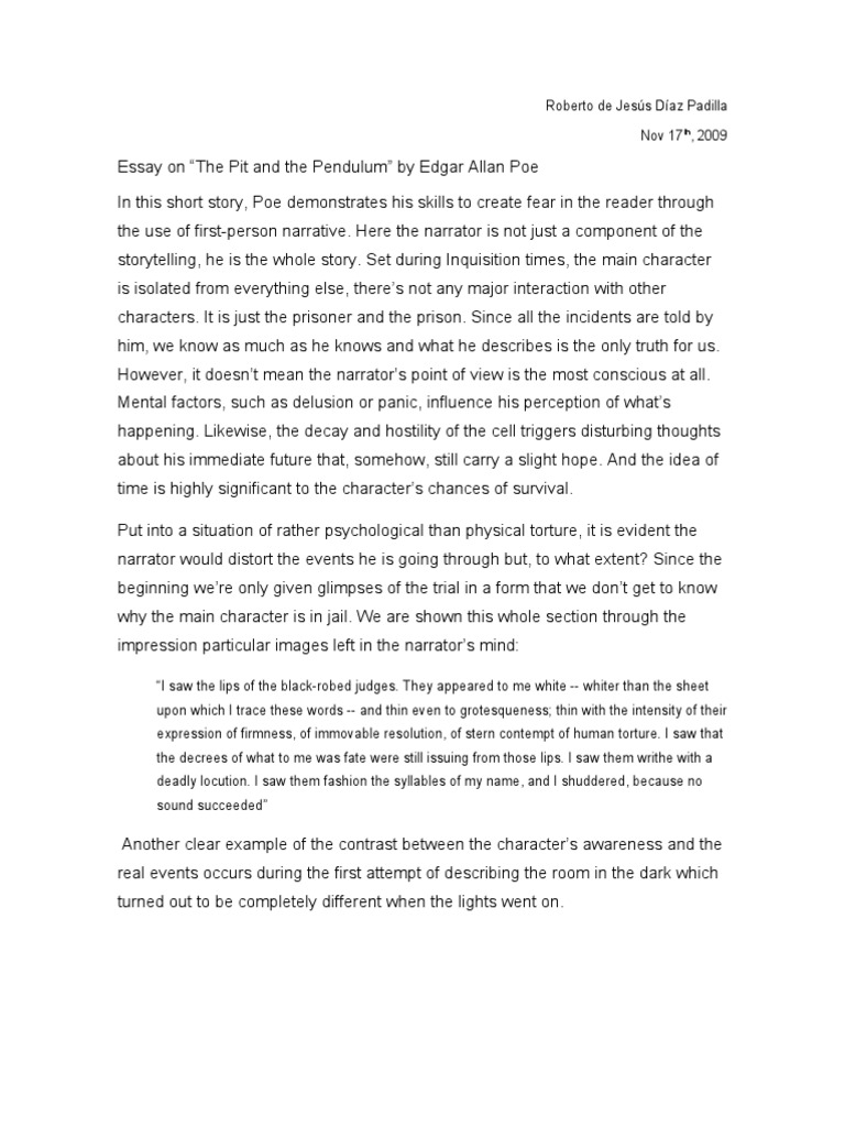 the pit and the pendulum essay