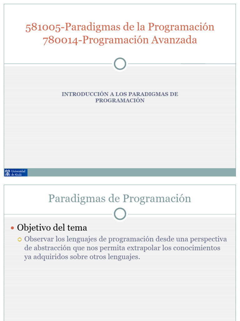 Tema 01 - Presentacion | PDF | Lenguaje de programación | Paradigmas de ...