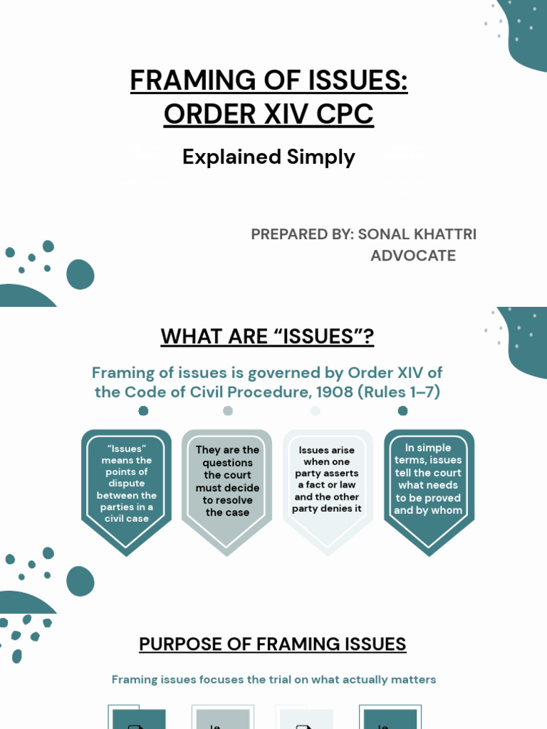 Framing of Issues - Order Xiv CPC | PDF | Lawsuit | Pleading