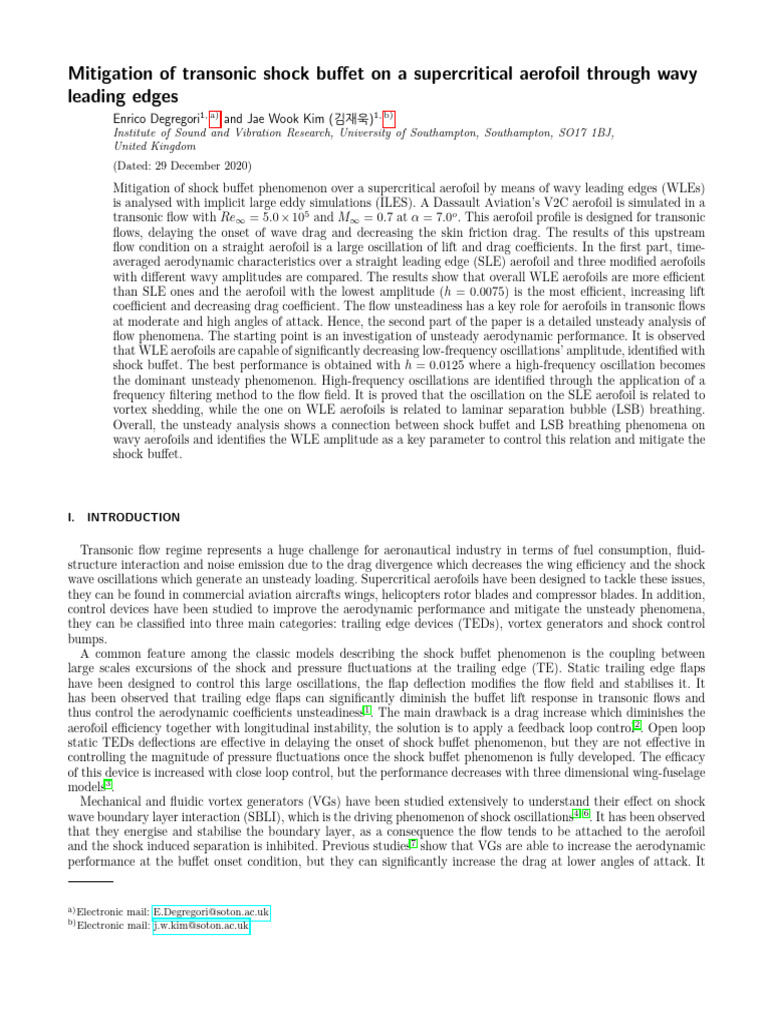 Mitigation of Transonic Shock Buffet on a Supercri | PDF | Airfoil ...