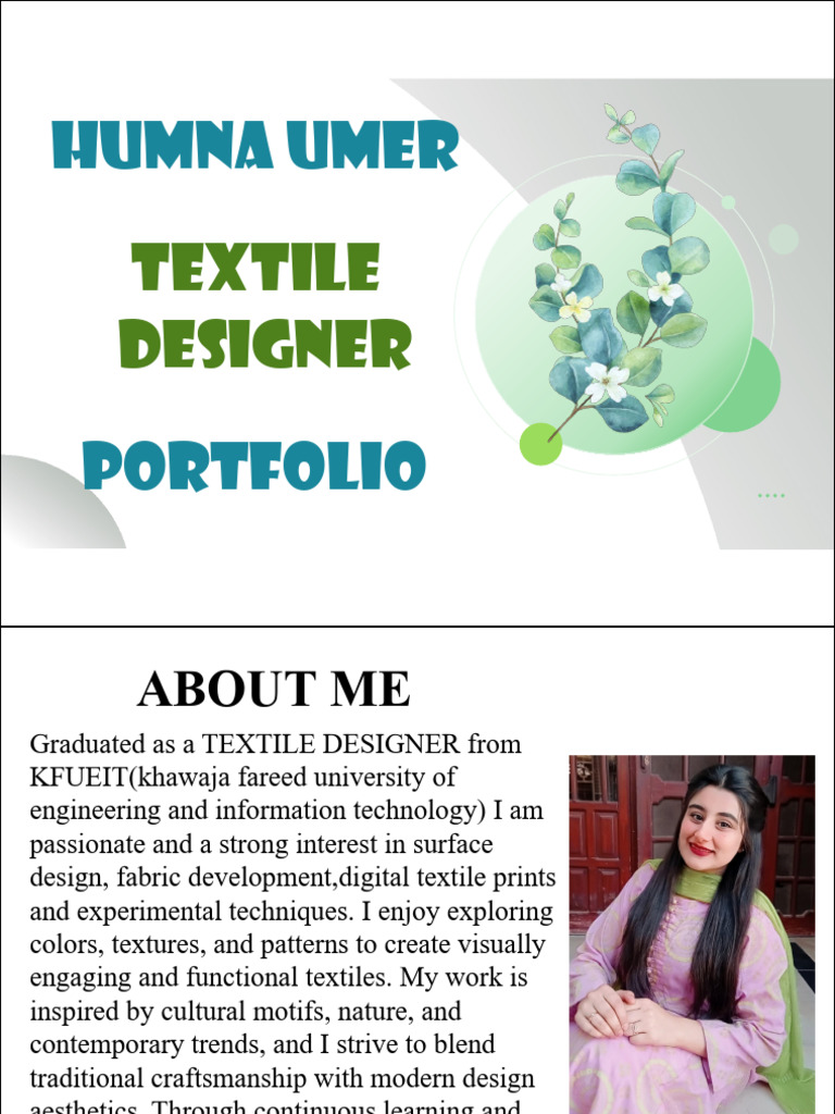 Humna Umer Portfolio | PDF | Textiles | Embroidery