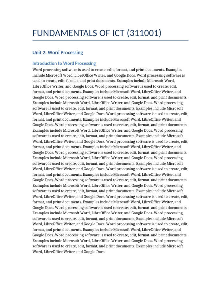 ICT Unit2 Word Processing | PDF | Computing | Communication