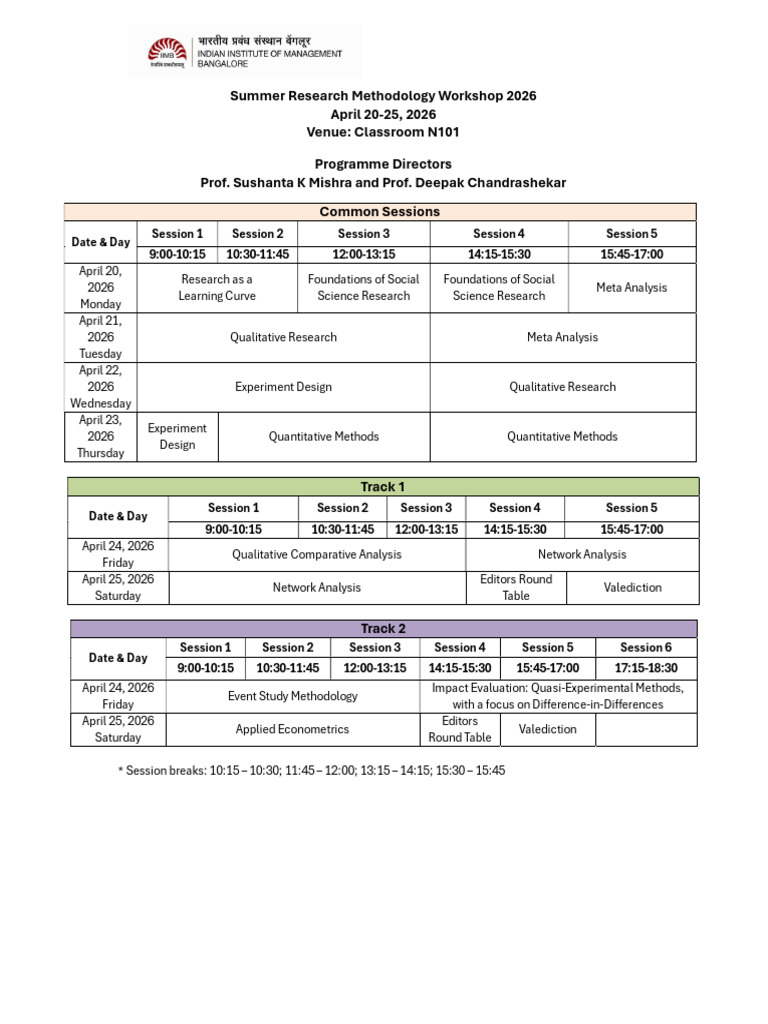 Workshop Schedule April 2026 | PDF | Science | Inquiry