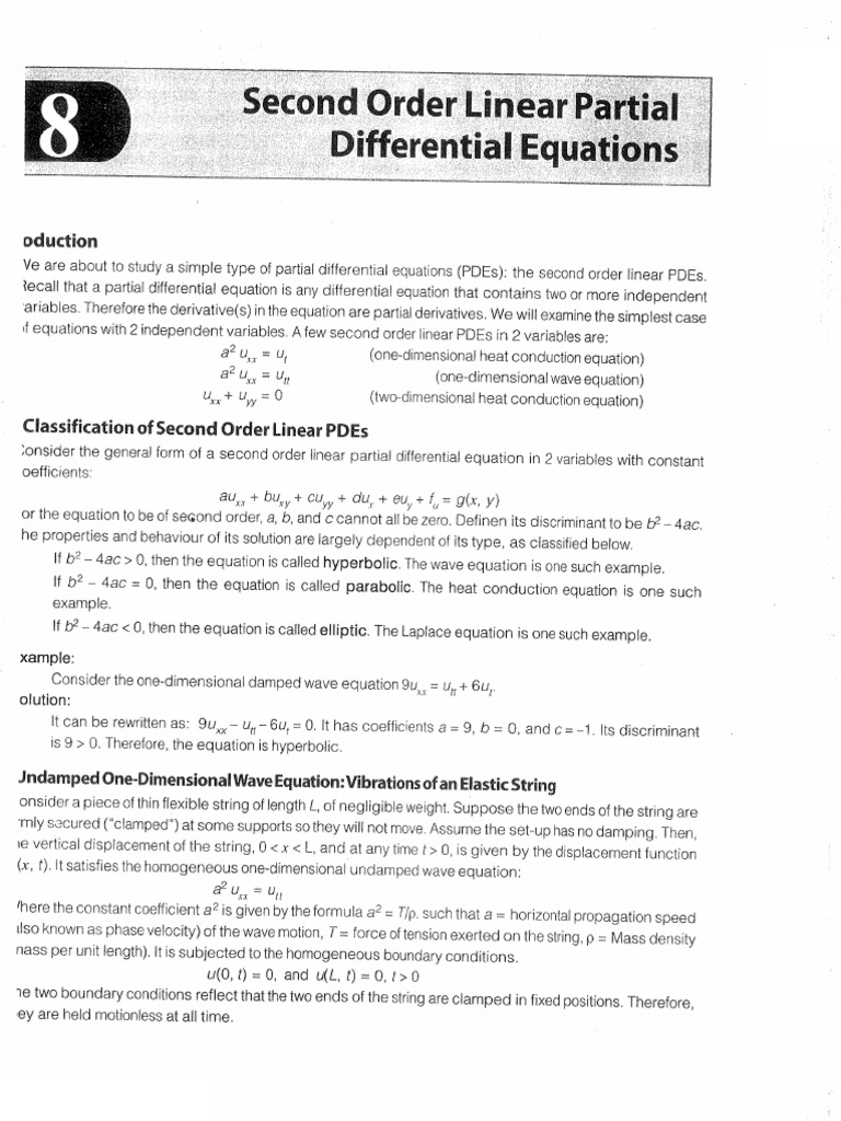 Second Order Linear Partial Differential Equations | PDF