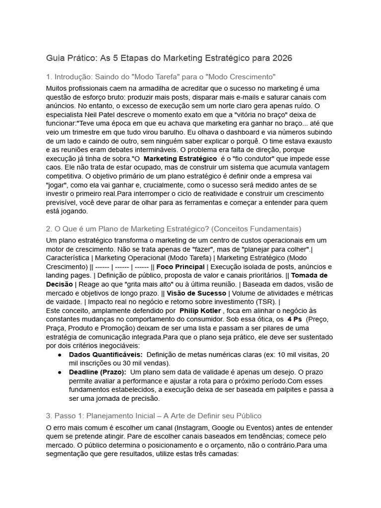 Guia Prático - As 5 Etapas Do Marketing Estratégico para 2026 | PDF ...