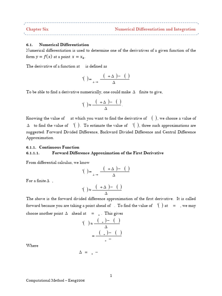 CH 6 Numerical Differentiation and Integration | PDF | Finite ...