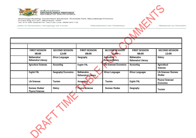 March 2026 Timetable | PDF