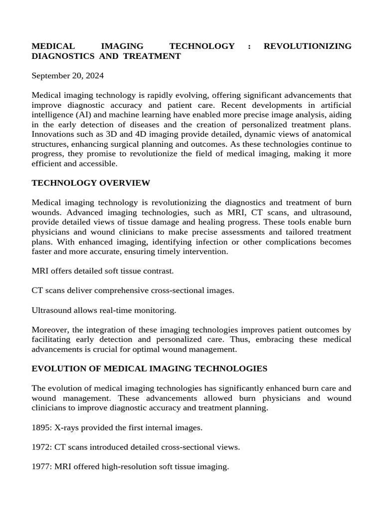 Medical Imaging Technology Revolutionizing Diagnostics and Treatment ...