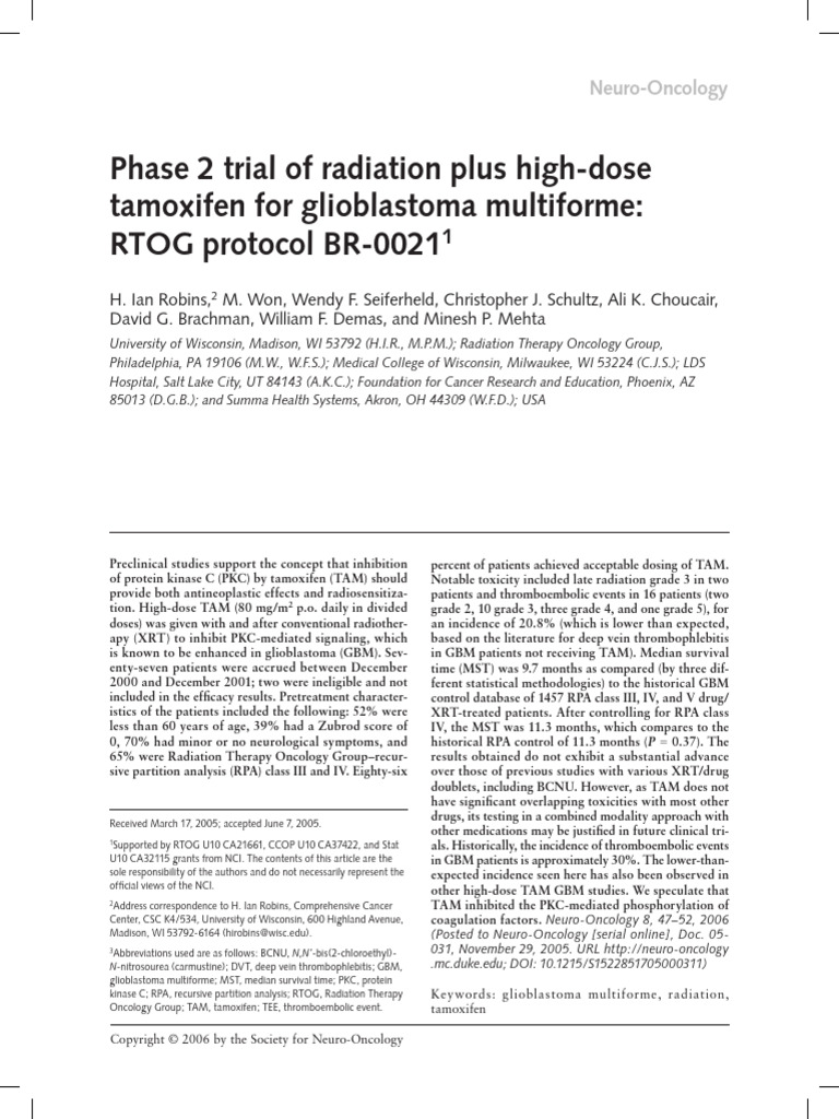 Rtog 0021-Gbm Trial | PDF | Radiation Therapy | Glioma